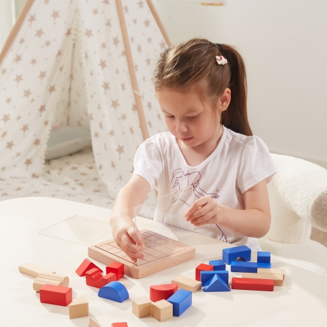 Drewniana Gra – Budowanie Klocki 3D Montessori - 32655