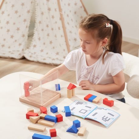 Drewniana Gra – Budowanie Klocki 3D Montessori - 32651