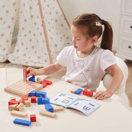 Drewniana Gra – Budowanie Klocki 3D Montessori - 32650