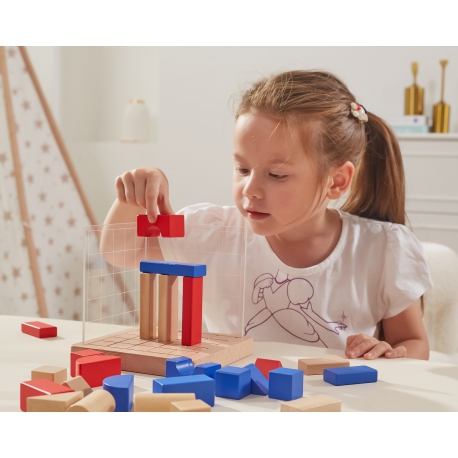 Drewniana Gra – Budowanie Klocki 3D Montessori - 32649