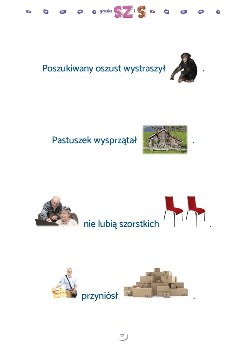 Zdania Obrazkowo-Wyrazowe Materiał Do Terapii Głosek Sz, Ż, Cz, Dż - 12080